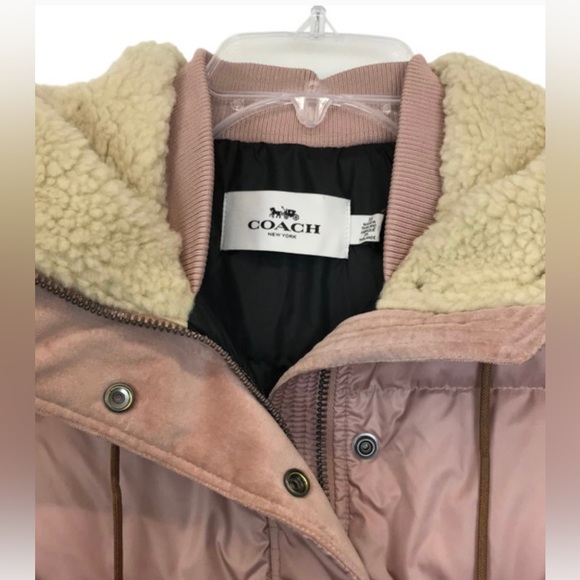 NWT COACH Long Puffer Coat with Faux Shearling  - Pink, Small - Picture 6 of 8